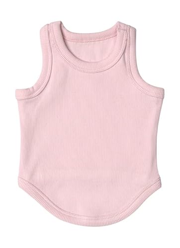 Poocii Niedliche Hundekleidung, geripptes Tank-Top-T-Shirt für kleine, mittelgroße oder große Haustiere, atmungsaktive und weiche Baumwollmischung (Rosa, S) von Poocii