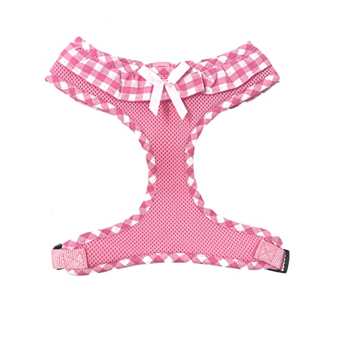 Hundegeschirr, Netzgewebe mit Rüschen-Design, weich, gepolstert, Polyester, waschbar, verstellbar, Größe XL, Halsumfang 46 cm, Brustumfang 52–70 cm, Rosa von Pops & Coco