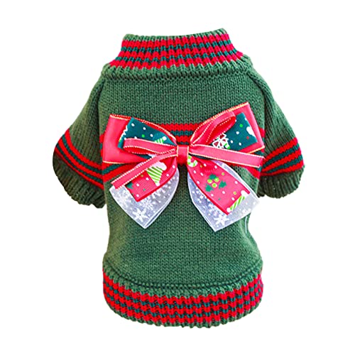 Kostüm für kleine Hunde, feine Verarbeitung, Fliege, weich, bequem, leicht, hält warm, Polyester, Weihnachtselemente, Hundepullover für den Winter von Porceosy