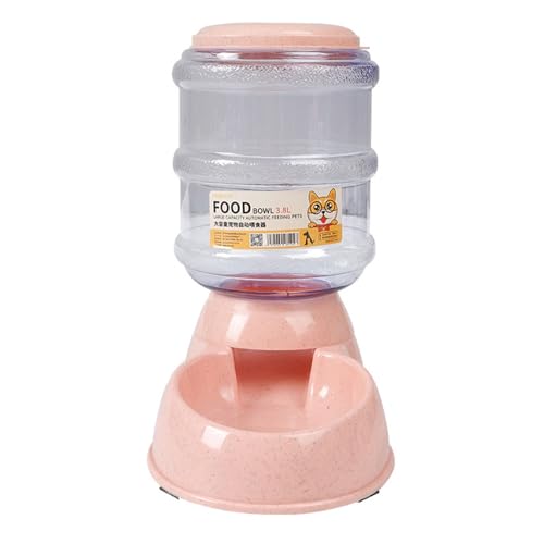 Porceosy Cat Feeder Waterer Set Dog Food Dispenser 3.2kg Automatic Pet 3.8L Large Capacity Gravity Anti Slip Base Leak-proof for Cats Pink A von Porceosy