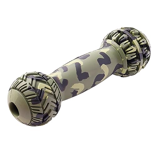 Porceosy Exquisite Verarbeitung Haustier Spielzeug Zahnen Durable Barbell Form mit Leckerlihalter für interaktive Spielzeit Zahnfleischmassage Zähne Reinigung Energie Release Camouflage M von Porceosy