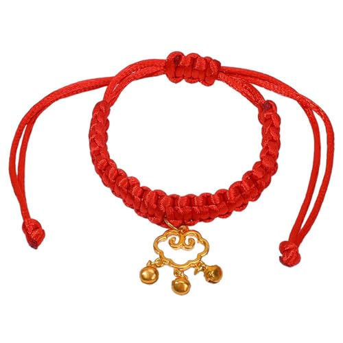 Porceosy Handgewebtes Haustierhalsband mit chinesischen Elementen, rotes Seil, chinesisch inspiriertes Design, glücklich, bequem, verstellbar, lange Lebensdauer, Rot von Porceosy