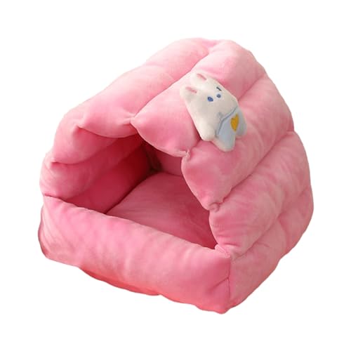 Porceosy Kältebeständiges Hamsterbett Herbst Winter Haustier Gemütlich Häschen Karotte Design Nest Warm Bequem für Kleintiere Herbst/Winter Käfig Zubehör Guinea Pink L von Porceosy