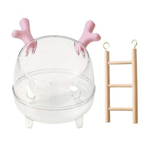 Porceosy Sandbad für Haustiere, Hamster, Graben, Cartoon-Form mit Leiter, transparent, Kleintierbox für Stressabbau, Spielzeit, ideal für Mäuse, Rennmäuse, Rosa von Porceosy