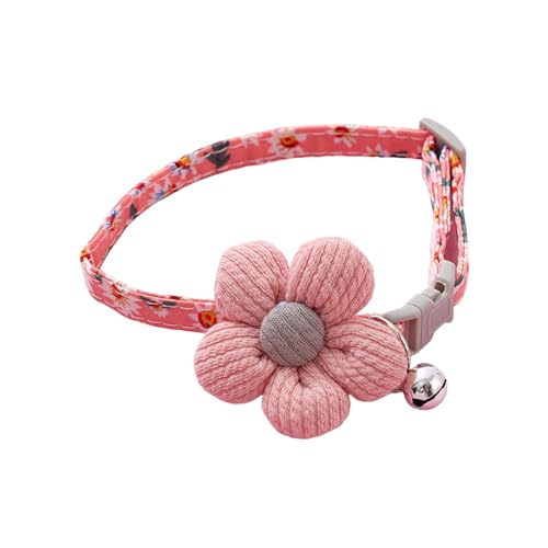 Porceosy Strass-Haustierhalsband mit glitzernden Blumenmustern, Katzenglocke, verstellbar, modisch für kleine Hunde, dekorativ, Rosa, A von Porceosy