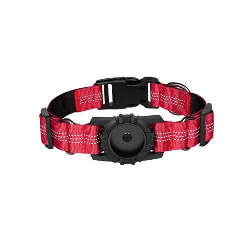 Porceosy Verstellbares Hundehalsband, wasserdicht, reflektierend, GPS, Haustierhalsband, verstellbar, Anti-Verlust-Halsband für kleine, mittelgroße und große Hunde, Schutzkragen für Airtag, Rot, XS von Porceosy