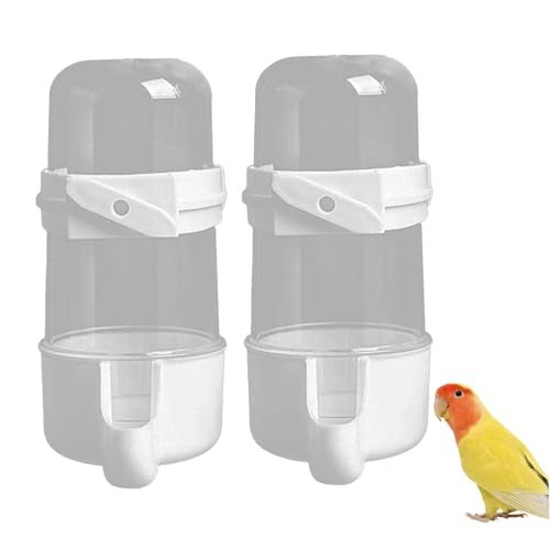 2 PCs Vogelwasserspender Plastik Vogel Wasser Feeder No Mess Vogel Lebensmittelbehälter Automatische Vogelkäfigzubehör Hängsvogel Käfig -Feeder für Wellensittich Shotel Cockatiel 200ml von Porgeel