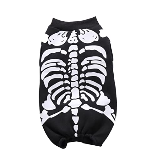 Halloween Party Skeleton Haustierhund Katze Jumpsuit Cosplay Kostüm Dress Up Kätzchen Welpenbekleidung (schwarz, s) von Porgeel