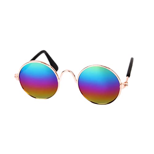 Haustier Sonnenbrille Klassische Retro kreisförmige Metallhund Sonnenbrille Puppy Eye Pet Sonnenbrille Klassische Wear Brille Multicolored von Porgeel