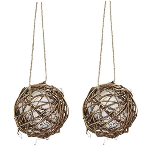 Hummingbird Nest 2pcs 3,9 Zoll Hummingbird Nistkugel mit hängendes Seil und Haken Rattan Hummingbird Nistmaterial gefüllt mit natürlicher Baumwolle für Vogelbeobachtung Vogelliebhaber Geschenke von Porgeel