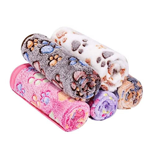 Hundedecke Katzendecke Weiche Koralle Fleece Pfotenabdruck Haustierbett Große Decken Badetücher 40x60 cm 5pcs von Porgeel