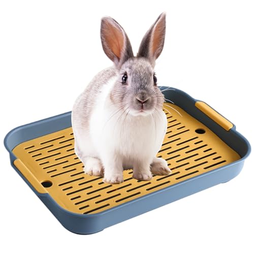 Kaninchendrüsenbox 2 Tier Rabbit Müllbox Plastik Rechteckige Hasen Pier Toilette 7.3x10.6x1,3 Zoll Töpfchen -Trainer Bettwäsche -Box von Porgeel