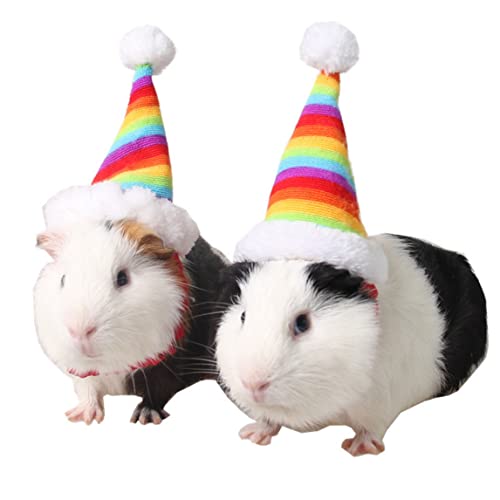 Kleine Haustier Urlaub und Weihnachtsfeiertag Rainbow Hut Welpe Hunde Weihnachtsmütze Kostüm Weihnachtskollektion Haustier Accessoires für Katzen Kaninchen Hamster Meerschwein von Porgeel