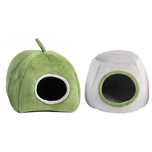 Porgeel 2pcs Meerschweinchenbett mit halb geschlossenem winddichtem thermischem Winter Hamster Hassout Schwamm Füllung Nicht-Schlupf-Boden Dampproof von Porgeel