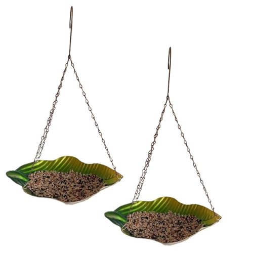 Porgeel Hanging Vogelbades Metallvogelbad für Outdoors 2pcs blattförmige Vogelbad Schüssel Hängende Vogelfutterschale für Garten im Freien Terrasse Hinterhof 2 von Porgeel