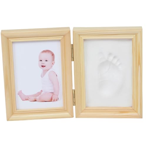 Porgeel Hundepfoten Druck Kit Baby Print Ornament Kit Foto Frames Kein Durcheinander Baby Safer Tintenkissen für Baby Hand und für Baby, Hunde & Katzen Familie Andenken Holzfarbe von Porgeel