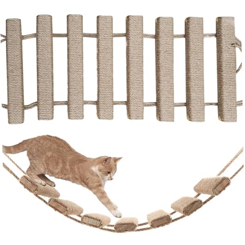 Porgeel Katzenleiter 20x10 Zoll hängende Holzkatze Bridge mit kratzfestem Katzenleiter für Innenkatzen, Katzenversorgung, Katzenvorräte, umwickelt von Porgeel