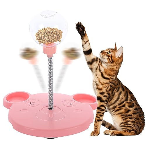 Porgeel Katzenspielzeug Katzen-Leckerli-Spielzeug Spender-Futterspender Spielzeug Leckerli-Ball Haustier-Futterspender Spielzeug Katze Interaktiver Teaser Leckage-Ball Rosa von Porgeel