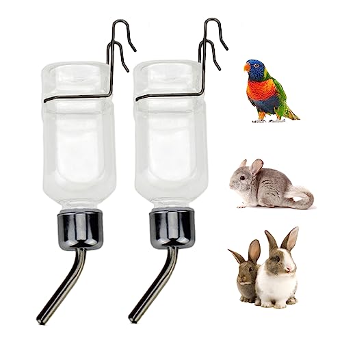 Porgeel Wasserflasche für Kaninchen 2 Stück Wasserflasche für Hamster Wasserflasche für Meerschweinchen tropffrei Kaninchenzubehör Wasserspender für kleine Haustiere 180 ml von Porgeel