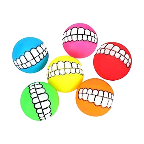 Porgeel Zähnebälle für Hunde, Quietsch und Geräuschspielzeug, interaktiver Haustierball, 6 Stück, zufällige Farbe von Porgeel