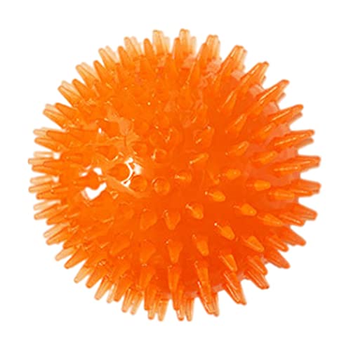 Quietschender Hundeball, zum Kauen von Haustieren, stacheliges Spielzeug, ungiftige Spielzeugbälle zur Zahnreinigung für Welpen, orange, 8 cm von Porgeel