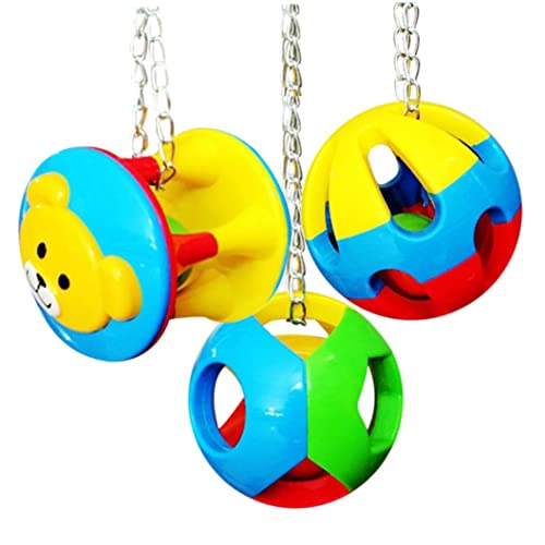 Vogelkauen Spielzeugpapagei Mini Bälle Nibble Toy Bells Vogelkäfig Dekoration Buntes Mini -Hanging -Spielzeug zum Spaß 3pcs von Porgeel