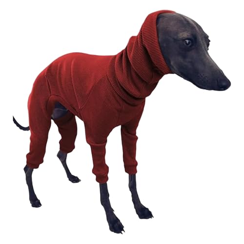 Windhundpullover für Hunde, Baumwoll Windhund Schlafanzug Vierbeinige Windhundkleidung Whippet Schlafanzug mit Kapuze dehnbarer warmer Hundemantel M von Porgeel
