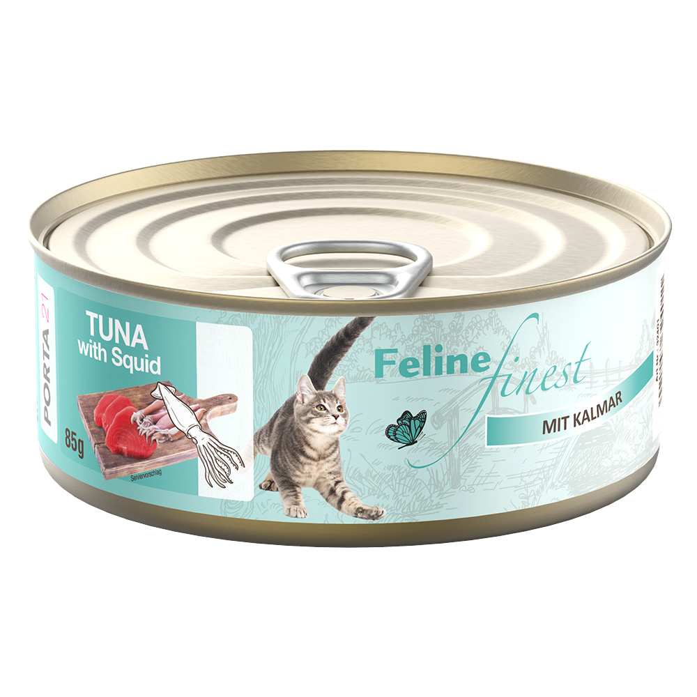 Sparpaket Feline Finest Katzen Nassfutter 24 x 85 g - Thunfisch mit Kalmar von Porta 21