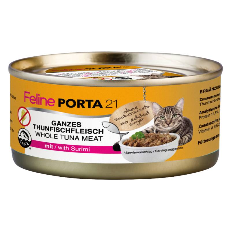 Sparpaket Feline Porta 24 x 156 g - Thunfisch mit Surimi (getreidefrei) von Porta 21