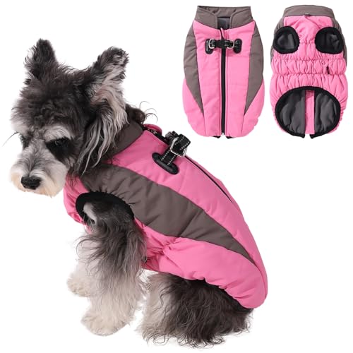 Poseca Hundejacke, wasserdicht, für kaltes Wetter, reflektierende Jacke mit Geschirr, warmer Mantel für Haustiere, Hunde, drinnen und draußen, Camping, Wandern, gemütliche Schneejacke für kleine, von Poseca