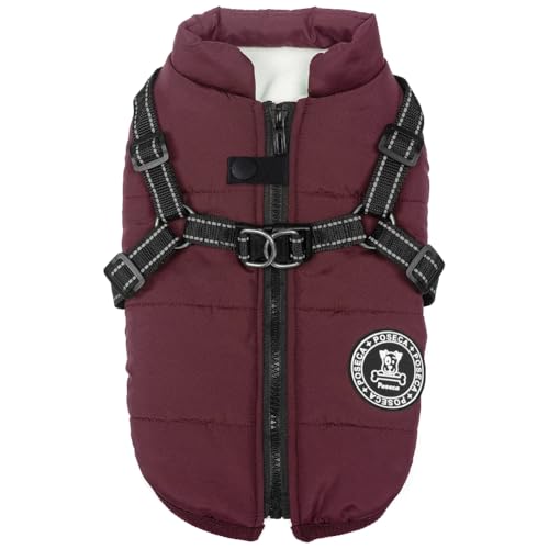 Poseca Hundekleidung für kleine Hunde, wasserdichte Winterjacke, warme Weste, Hundekleidung, Hundemantel, warme Winter-Hundejacke mit Hundegeschirr für kleine, mittelgroße und große Hunde von Poseca