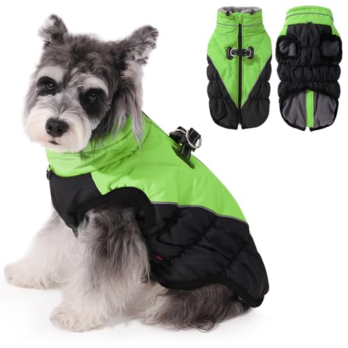 Poseca Hundemantel mit Geschirr, wasserdichte Winterjacke, gepolsterter Hundemantel, Hundemantel mit integriertem Hundegeschirr für kleine, mittelgroße und große Hunde (Gelb, Größe 2XL) von Poseca