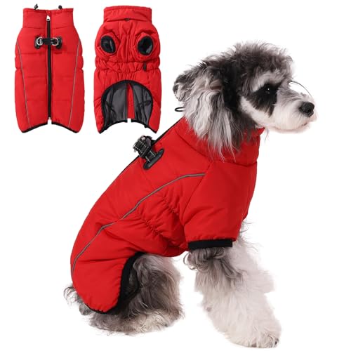 Poseca Warmer Hundemantel, wasserdicht, reflektierend, mit Geschirr, Winterjacke, gemütlicher Rollkragen, kaltes Wetter von Poseca