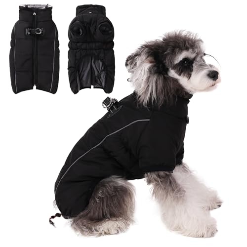 Poseca Warmer Hundemantel, wasserdicht, reflektierend, mit Geschirr, Winterjacke, gemütlicher Rollkragen, kaltes Wetter von Poseca