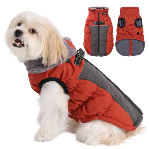 Poseca Winter Hundemantel Jacke Weste Kleidung Hundegeschirr Mantel Reflektierend Dehnbare Hundejacken Warme Wasserdichte Hundemäntel für Kleine Mittlere Große Hunde (Groß, Rot) von Poseca