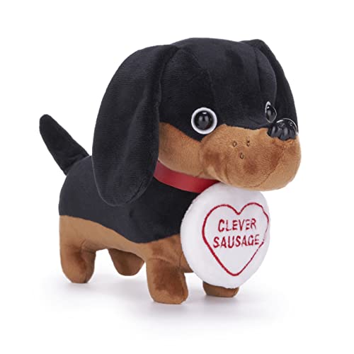 Posh Paws 37689 Swizzles Love Hearts Dave The Dackel Clever Dackel, 18 cm, weiches Spielzeug, Schwarz von Posh Paws