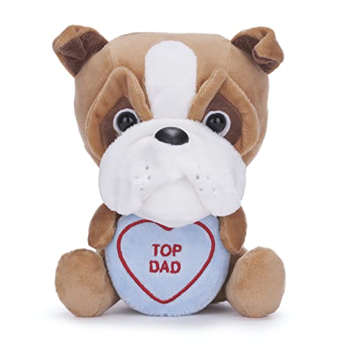 Posh Paws 37695 Swizzles Love Hearts Bruce The Bulldog 'Top Dad' Plüschtier, 18 cm, Braun von Posh Paws