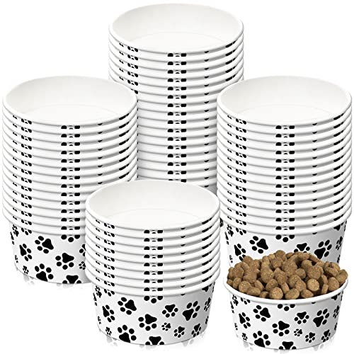 30 Stück Einweg-Futternäpfe kleine Hundenäpfe mit bedrucktem Muster Hundenäpfe für kleine Hunde Haustier Futternäpfe Reiseschalen zum Füttern von Hunden und Katzen Welpen Trockenfutter Wasser (12oz) von Potchen