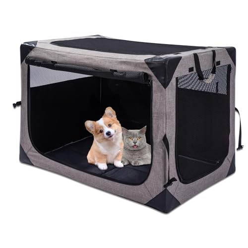 Hundekäfig, 91,4 x 63,5 x 63,5 cm, große Hundebox für große oder mittelgroße Hunde, tragbares und faltbares Design des Hundekäfigs, perfekt für Reisen oder Zuhause von Poudee