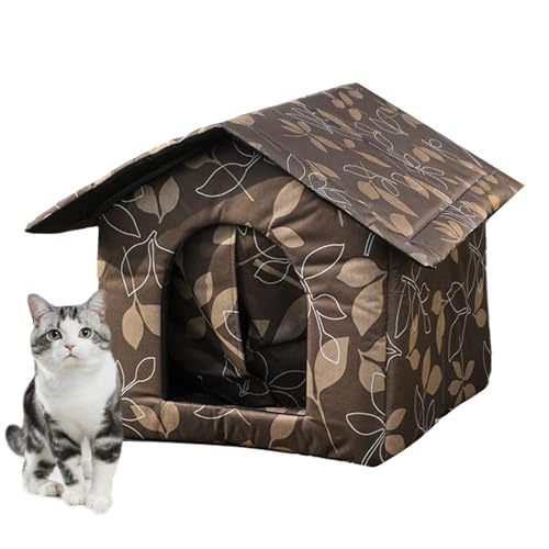 Feral Katzenhaus Outdoor, Wasserabweisendes Langlebiges Katzenhaus im Freien, Katzenbett für streunende Katzen, Winterkatzenhaus für Outdoor- oder Indoor-Katze, einfach zu montieren, von Poupangke