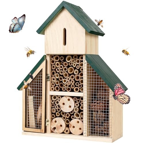 Poupangke Bienenhaus, Marienkäferhaus, Hängender Marienkäferschutz aus, Dekoratives Multi-Habitat-Haus für den Hof, Gartenschutz für Marienkäfer, Florfliegen, Biene von Poupangke