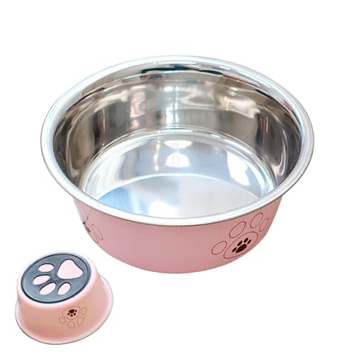Poupangke Edelstahl-Wassernapf für Hunde, Katzenfutter, Metall-Hundenäpfe mit Cartoon-Fußabdruck, rostfreie Hundenäpfe, Futternäpfe für Futter und Wasser von Poupangke