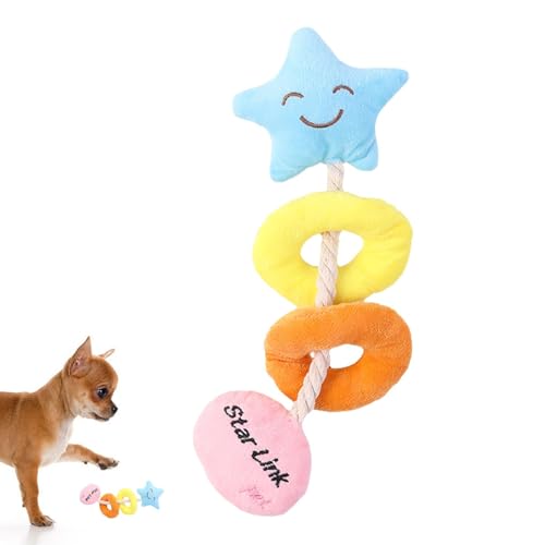 Poupangke Hundeplüschspielzeug, ausgestopftes Hundespielzeug mit Quietschern, Cartoon-Stern-Kauspielzeug zum Zahnen, Weiches Haustierspielzeug, Hundespielzeug zur Zahnreinigung und zum Kauen von von Poupangke