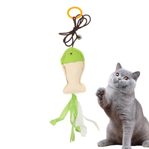 Poupangke Katzen-Fischspielzeug – Interaktives Katzenspielzeug – Stitchable Fish Teaser Katze Toy mit Glocke für Katze Kätzchen Spaß Trainer Spielzeit von Poupangke