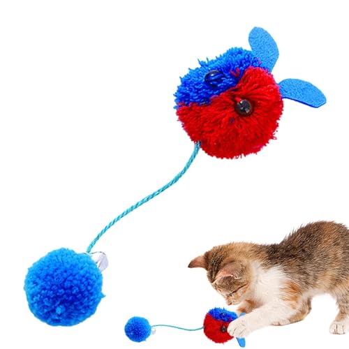 Poupangke Katzen-Pom-Pom-Bälle, Flauschige Plüschspielzeugbälle für Kätzchen, Plüschkatzen-Fuzzybälle für das Training und Spielen von Kätzchen, Plüschspielzeugbälle für mittelgroße und kleine Hunde von Poupangke