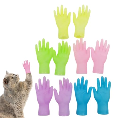 Poupangke Katzenpfoten-Menschenhände, winzige Hände für Katzenpfoten, Interaktive kleine Hände dekorativ für Katzenpfoten, Gag Joke Props Hochelastische Haustier-Fingerpuppe für Mottopar, von Poupangke