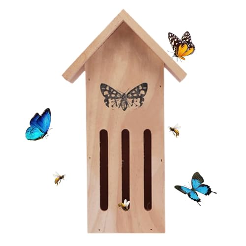 Poupangke Schmetterlingshäuser für draußen,Schmetterlingshäuser | Natürlicher Lebensraum für Schmetterlinge aus Holz,Montieren Sie es an einer Baumwand oder platzieren Sie es auf dem Boden. Häuser mit von Poupangke