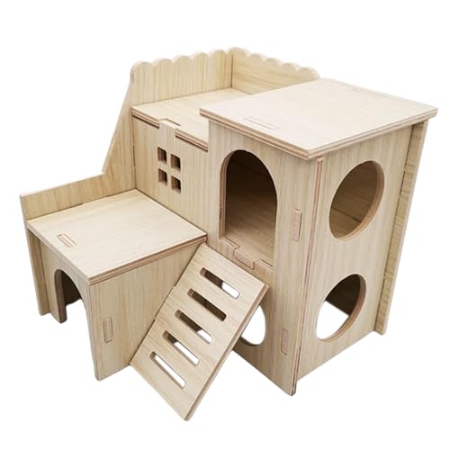 Winziges Hamster-Labyrinthütte aus Holz für Kleintiere, Versteckhütte Kleintierhaus, lustiges Haustierzubehör für Rennmäuse, Meerschweinchen, Kaninchen von Poupangke