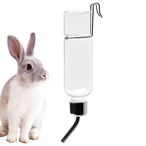 Bunny Wasserspender - 350 ml Kaninchen-Trinkflasche mit Edelstahl-Aufhänger | Einfache Installation, tropffreies Haustier-Trinkzubehör für Zuhause, Tierhandlung von Povanjer