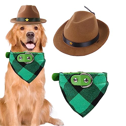 Cowboyhut und Schal für Hunde - Cowboyhut für Hunde und Katzen und Bandana Schal | Weiche und verstellbare Haustier-Kostüm-Set für Haustiere für Cosplay-Par s, von Povanjer